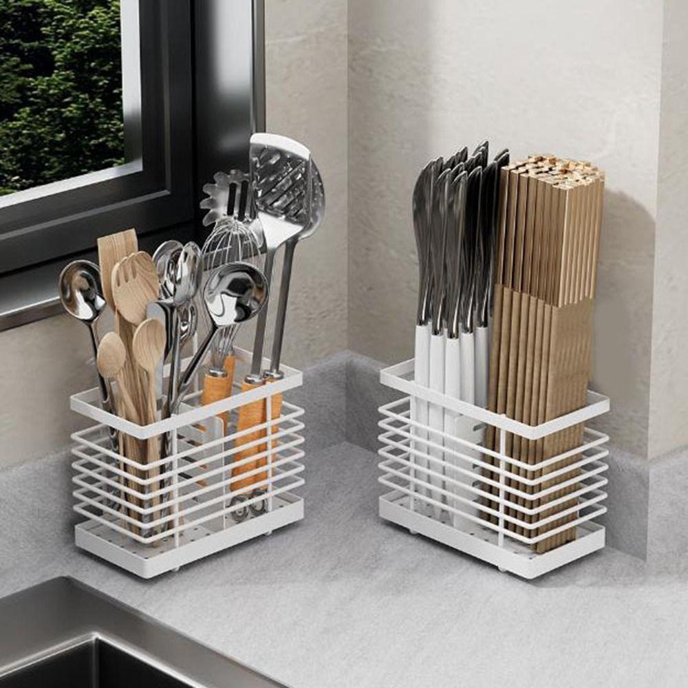 Lehký box na hůlky Nerezový košík na odkapávání příborů Držák na příbory pro domácnost