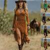 Women's V Neck Long Sleeve Asymmetric Hem Ruched Midi Dress Casual Bodycon Boho Dress