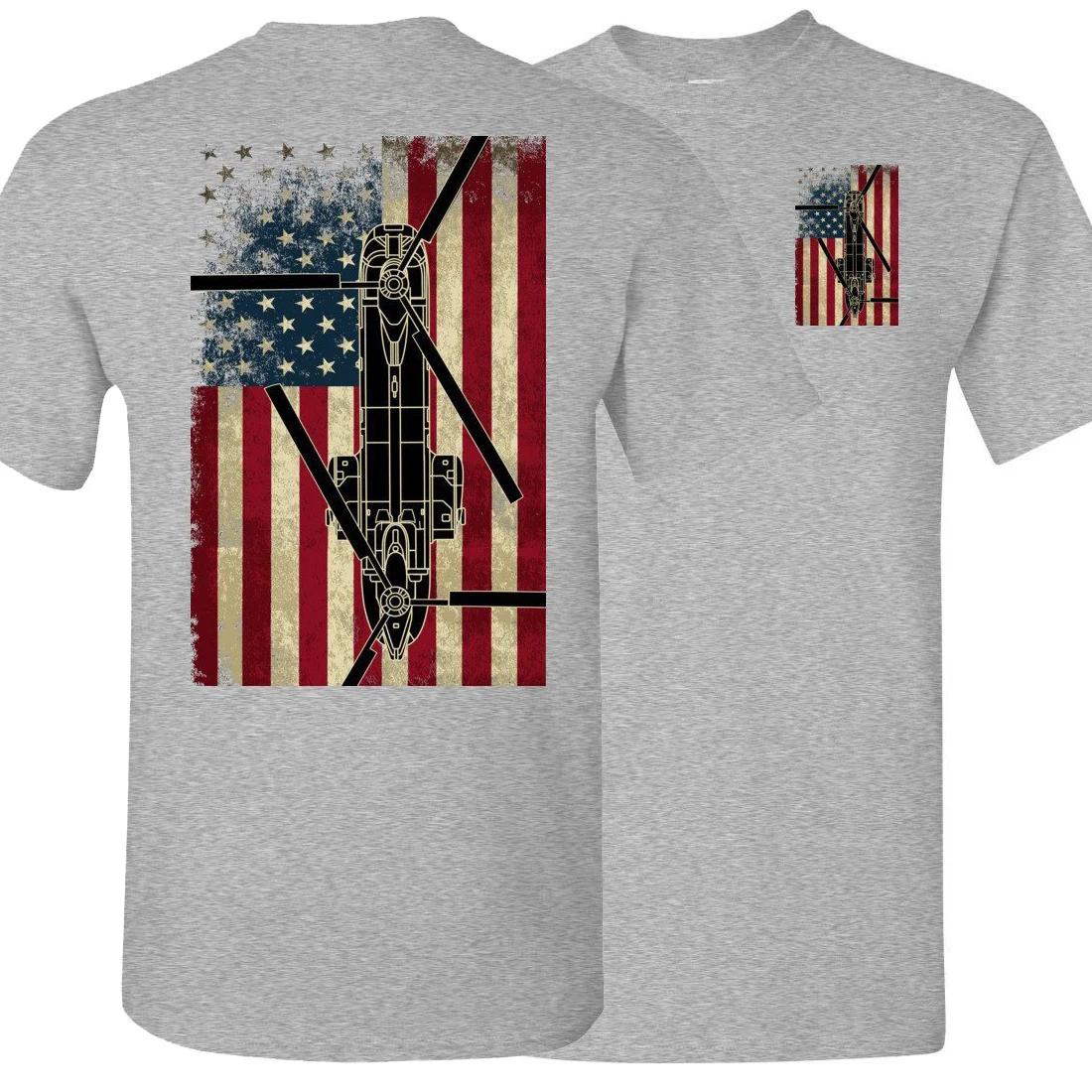 

American Flag CH46 SeaKnight Transport Helicopter TShirt 100 Cotton ONeck Short Sleeve Summer Casual Mens Tshirt Streetwear S