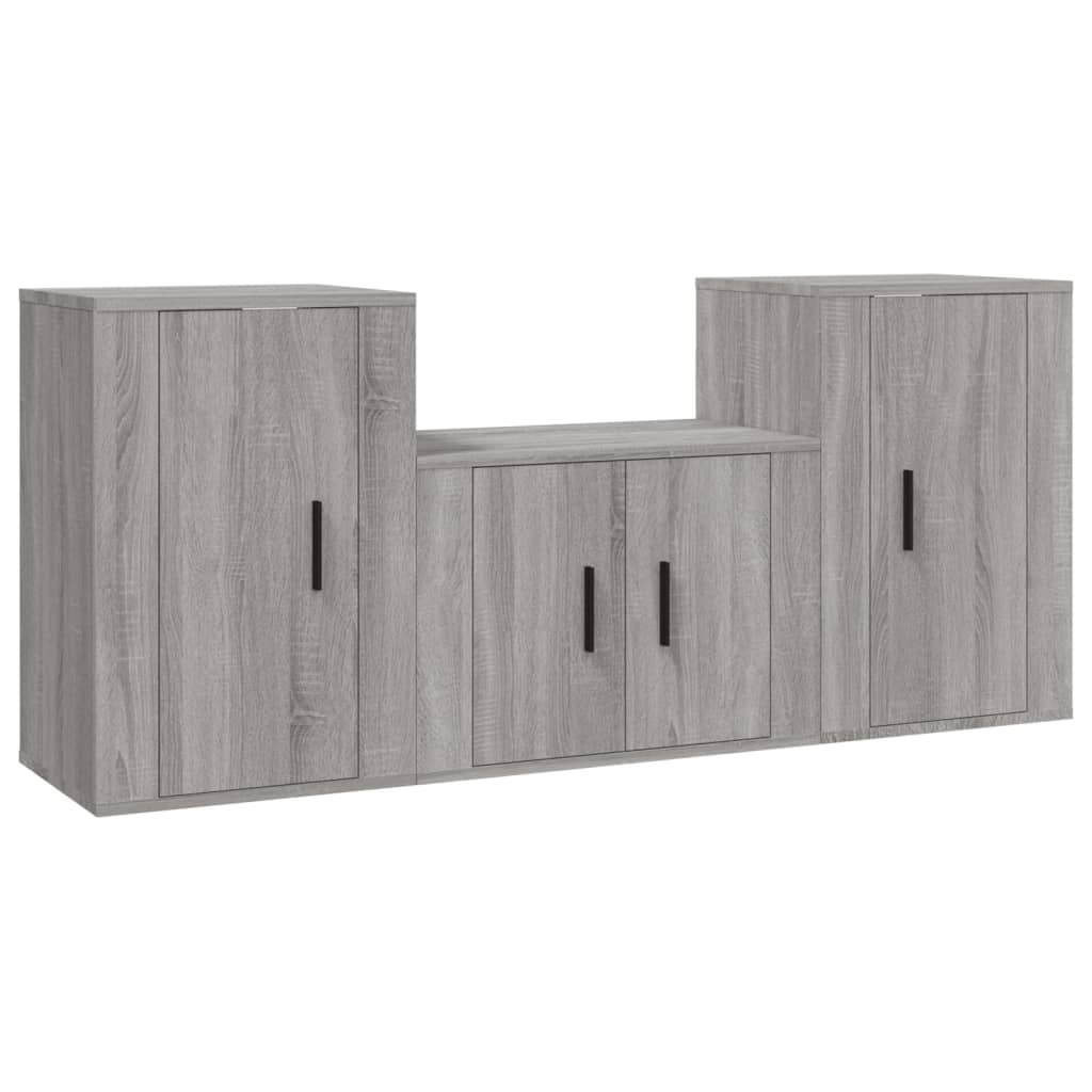 3 Piece TV Cabinet Set Grey Sonoma Particleboard