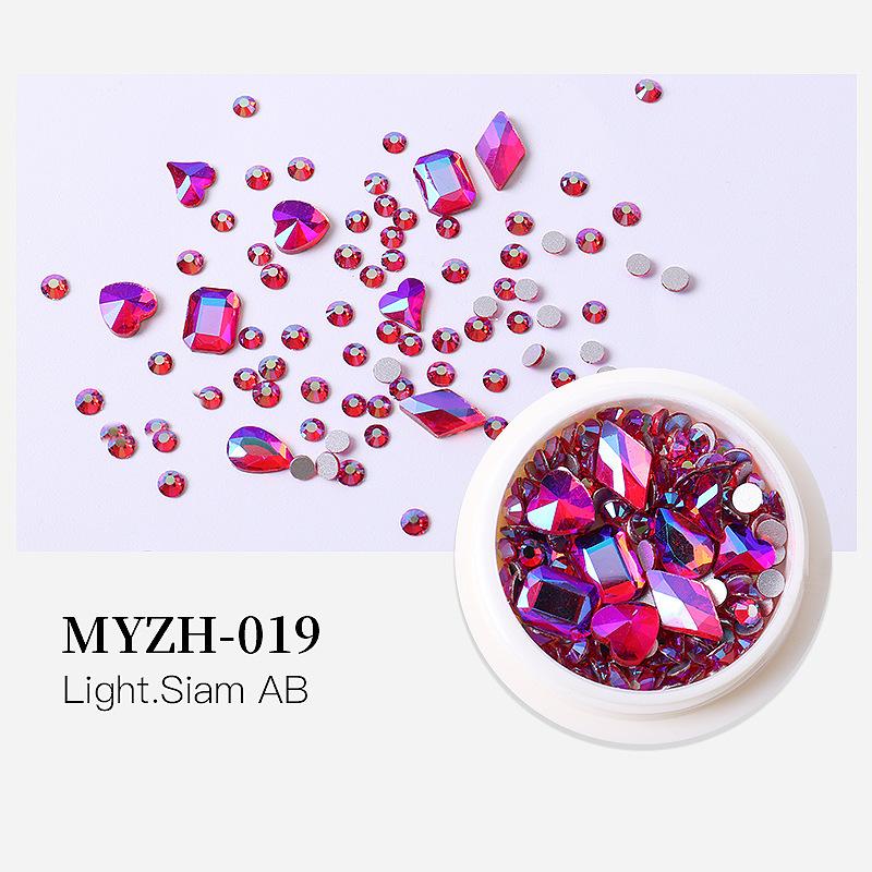 Round Box Nail Art Jewelry Glass Round Diamond Special-Shaped Diamond Flat Bottom Diamond Nail Art Diamond Jewelry Mixed