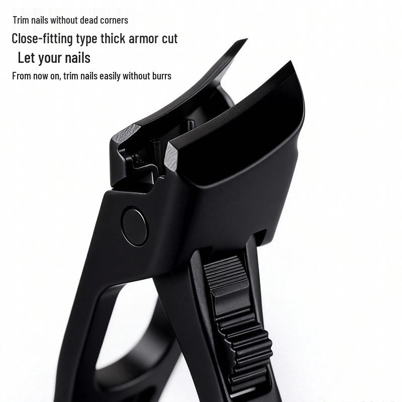 Slanted Edge Safety Nail Clippers with Lock, Large Opening, Round Tip, Anti-Splash, Stainless Steel