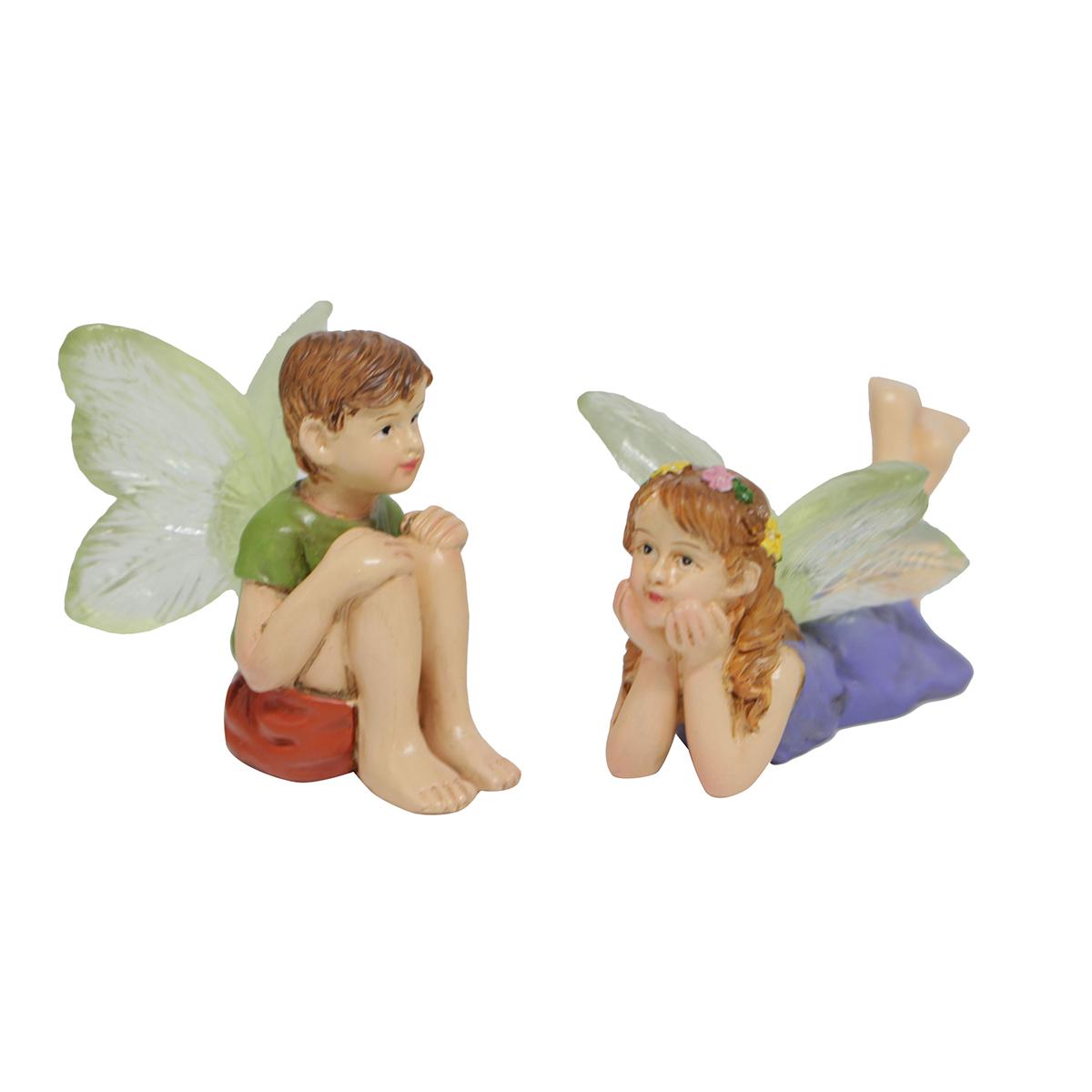 

2pcs Funny Fairy Boy And Girl Statue, Fairy Garden Accessories, Resin Sculpture For Micro Landscape Flowerpot Lawn Yard Garden F