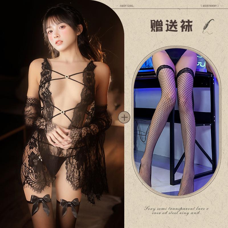 Sexy lingerie sexy lace seduction flash diamond lace-up onesie women's hot seduction