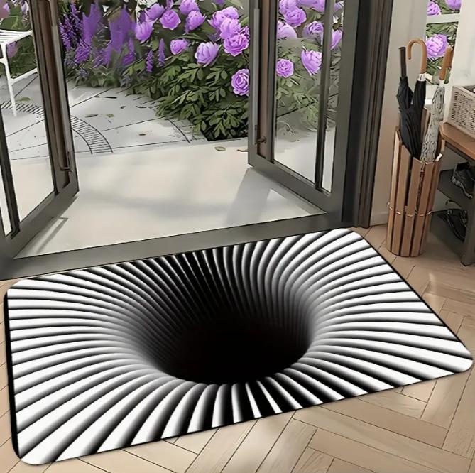 1 Stück Visuelle Illusion Geistermuster Fußmatte mit Lebhaftem Blauem Wasserfall und Felsen Badezimmer Schlafzimmer Wohnzimmer Eingang Teppich