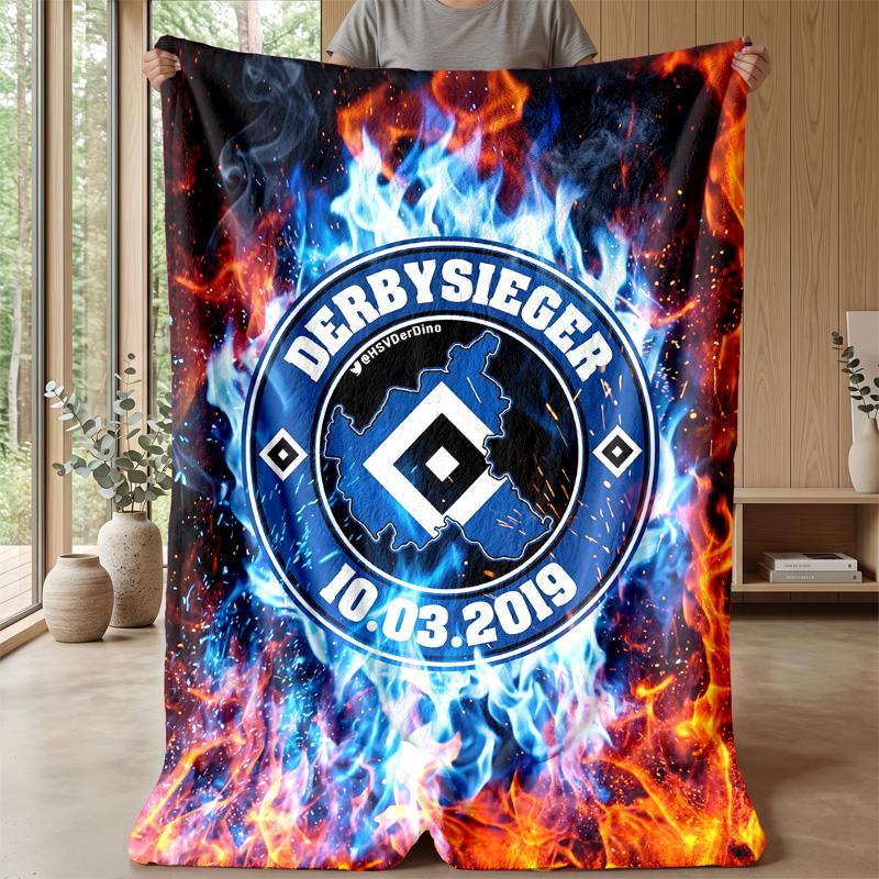 Hamburger SV Football Print Flannel Blanket, Soft Warm Lightweight Throw Blanket for Sofa Bed Camping