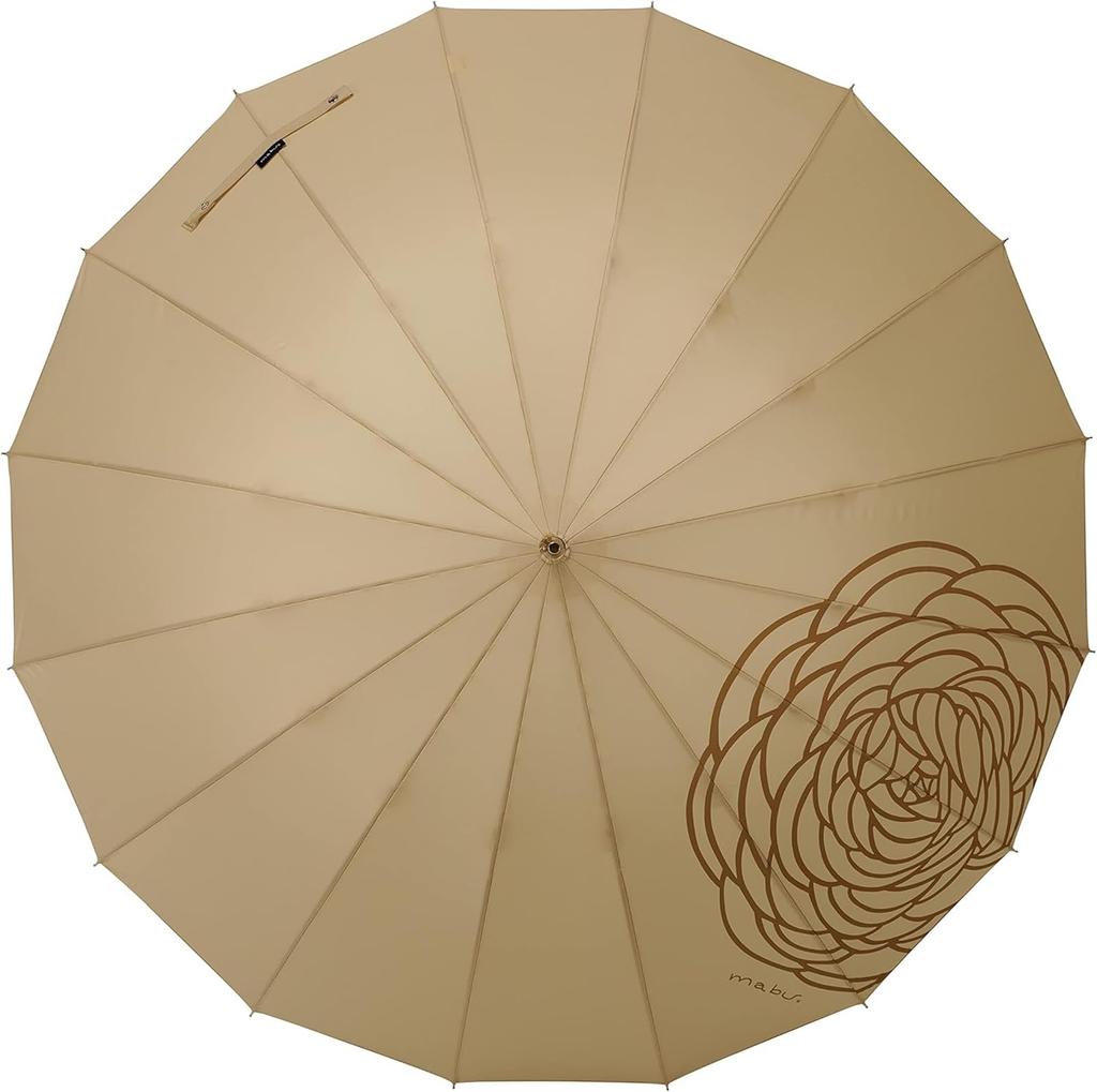 Mabu 58cm Basic Jump 16 Ranunculus Parasol Long Umbrella with UV Light and a Floral Suitable for Rain or and Women's (SMV-41452) - Protection,