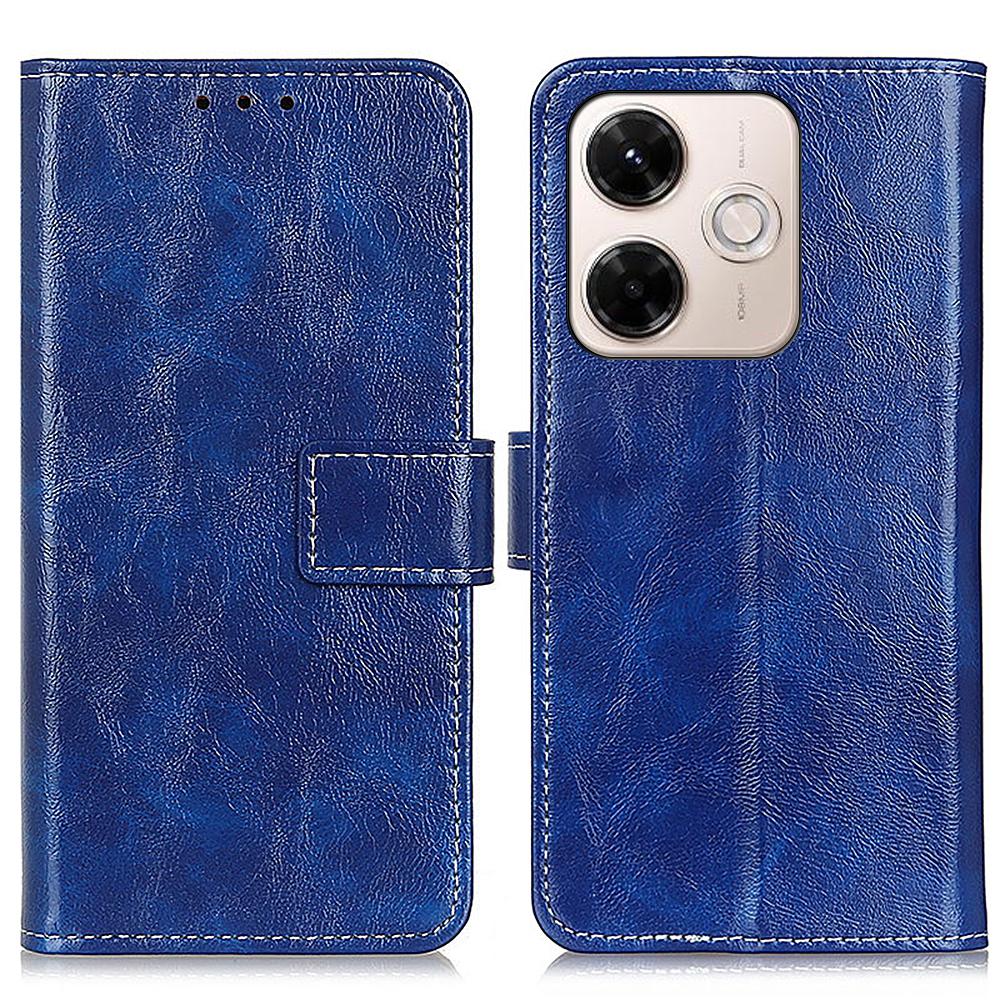 

For Xiaomi Redmi 13x 4G Case Wallet Leather Phone Cover Crazy Horse Texture Blue