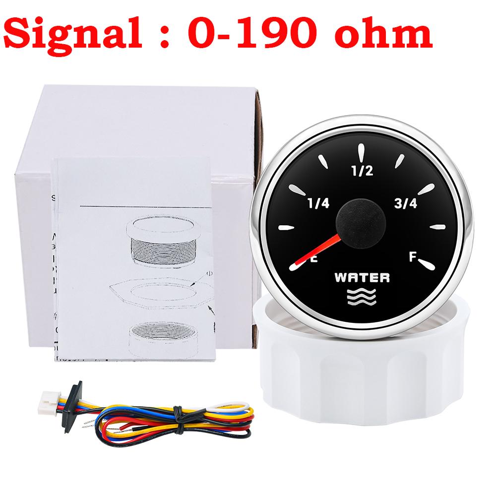 52mm Waterproof Car Boat Water Level Gauge 7 Color Backlight 0~190ohm Water Tank Gauge Water Level Meter For Liquid Level Sensor