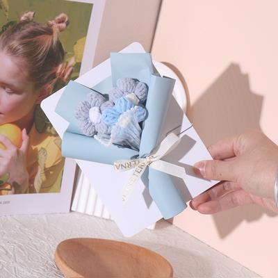 Three-dimensional Flower Bouquets Cards with Cards Handmade Knitted Flower Bouquets Mini Flower Gift Flower Greeting Cards