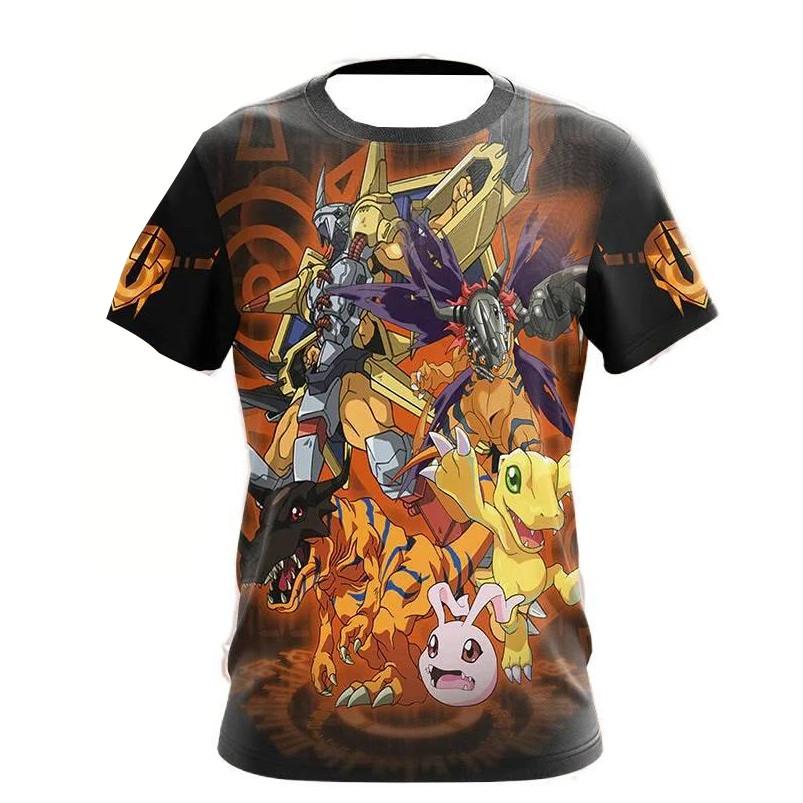 Digimon Agumon 3D Print Kids Short Sleeve Tee Evolution Theme Pattern For Daily Play and Outdoor Activities