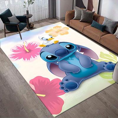 1pc Disney Lilo and Stitch Pattern Carpet Area Rug Non-slip Carpet Hand Washable Floor Mat Suitable For Living Room Bedroom Home Decor