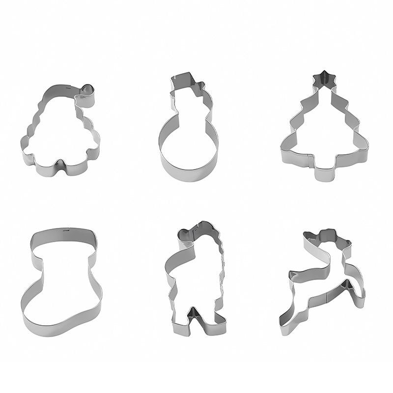 

Набор из 6 рождественских форм для печенья из нержавеющей стали, кухонная утварь для выпечки, легко извлекаются, подходят для вечеринок, для выпечки своими руками, для кондитерских десертов