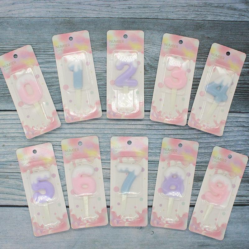 INS Cake Decoration Cream Colorful Digital Candle Cartoon Birthday Party Atmosphere Candy Color 0-9 Digital Candle