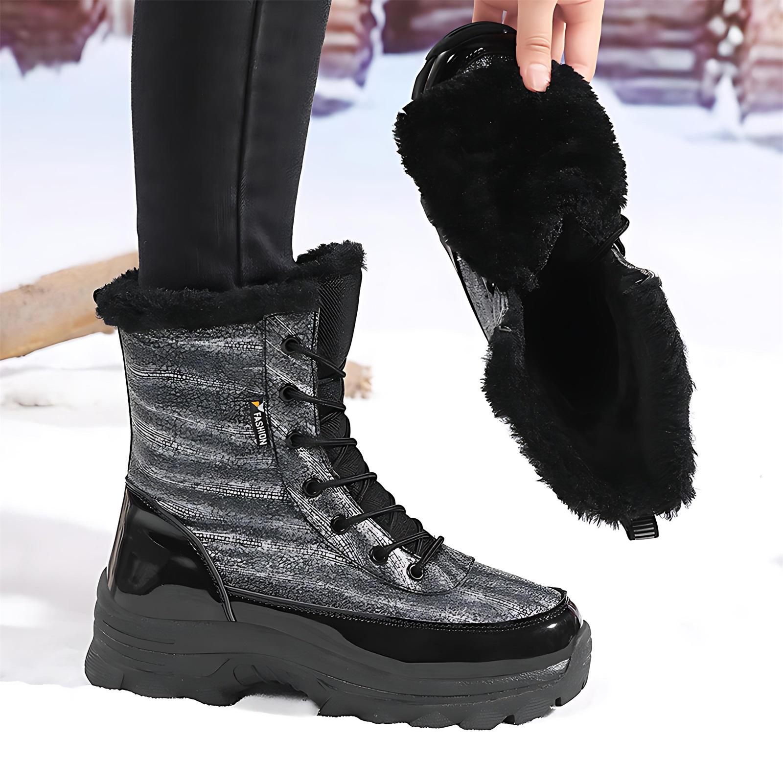 Women s Fashion Plus-Size Casual Non- Thick-Soled Warm Cotton Boots 38 чёрный