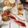 1Pc 5M Christmas Ribbon with Iron Wire Glitter Gold Leaf Printed Christmas Decoration DIY Craft Bow Gift Packing Party Decor