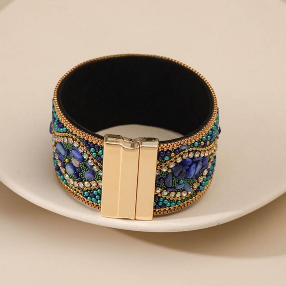 Ethnic Style Rhinestone Women's Bracelet Bohemian Handmade Female Bangle Party Wear