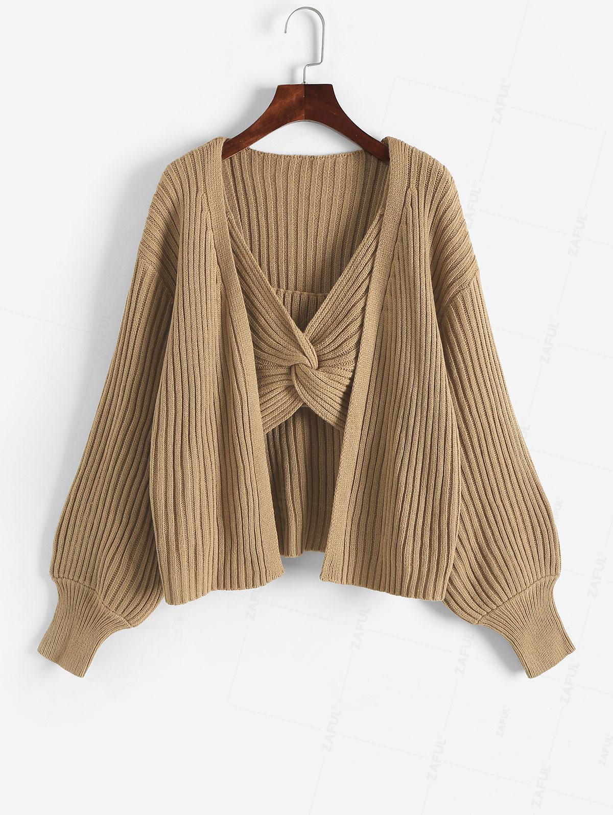 

ZAFUL Комплект из кардигана открытой вязки и топа-майки Twisted