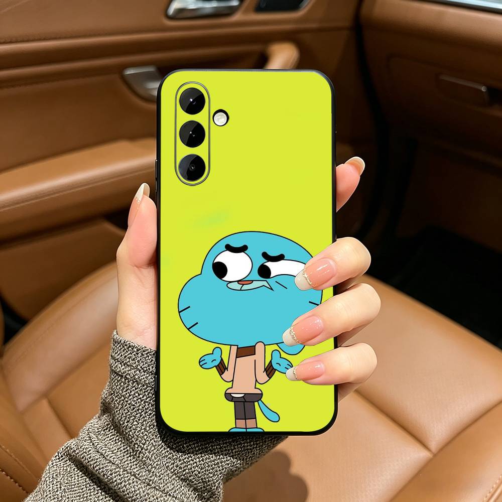 F-Gumball and Darwin Soft Silicone phone Case for Samsung Galaxy A73/A71/A72/A70/A53/A52/A51 - Black Samsung a70