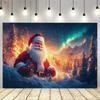 Santa Claus Tapestry Christmas Tree Polyester Wall Hanging Fabric Home Festival Decoration Christmas Background Poster
