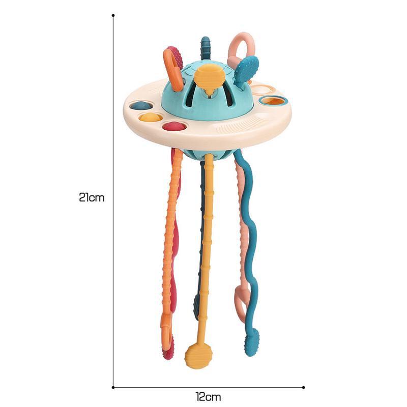 Montessori Silicone Toys UFO Pull String Toy Early Educate for Toddlers Baby