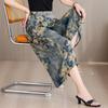 Plus Size Summer Women's Wide Leg Pants High Waist Loose Vintage Clothes Elastic Waist Casual Pants