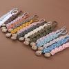 Cotton Handmade Crochet Pacifier Chain Soft Newborn Soothing Pacifier Beech Wood Clip Baby Chew Toy Christmas Gift