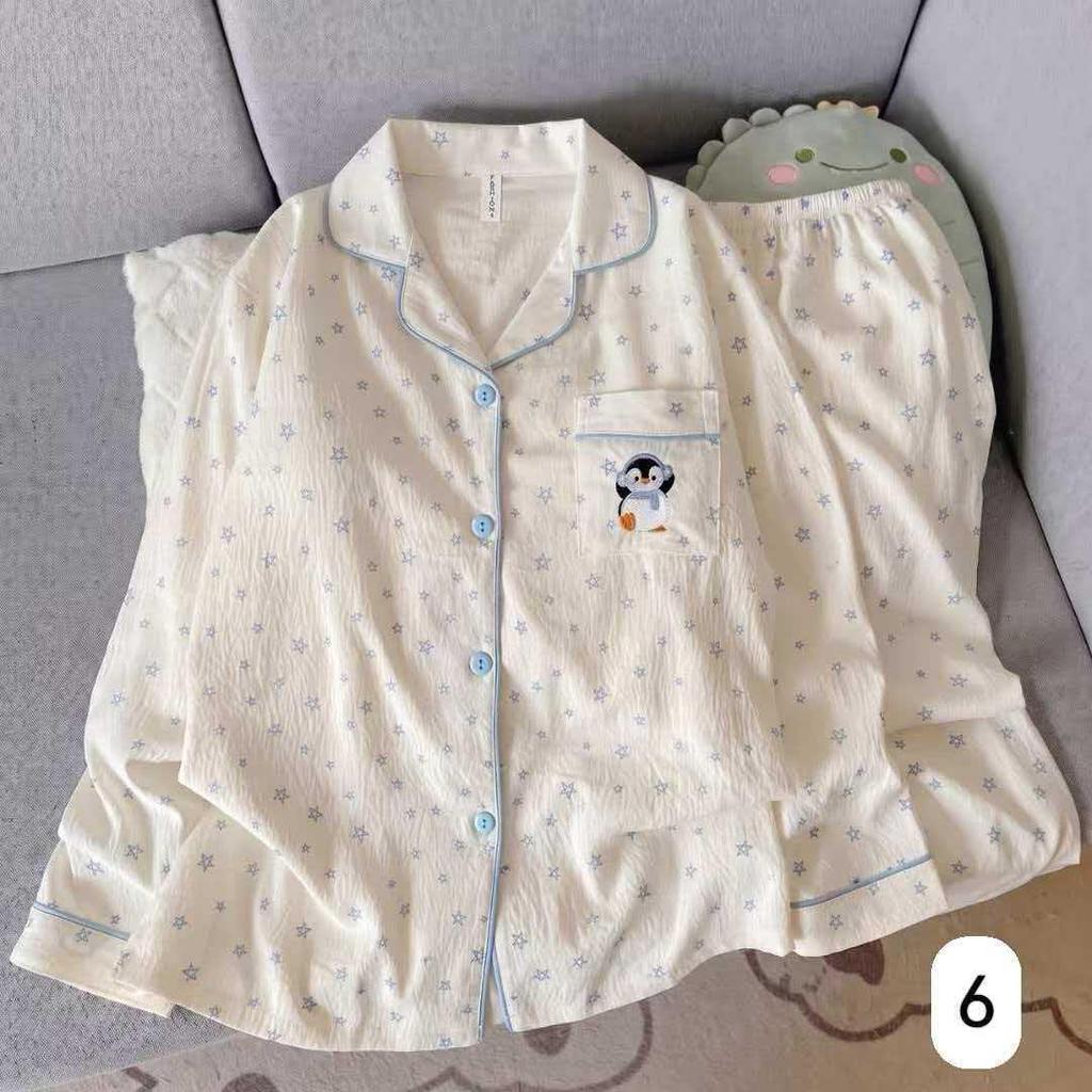Women's Cloud Cotton Long Sleeve Pajamas - Sweet Cartoon Design for Spring & Autumn, Versatile for Home or Out