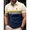 Polo a righe semplici per la tendenza estiva da uomo, polo personalizzate stampate in 3D, streetwear cool, top oversize
