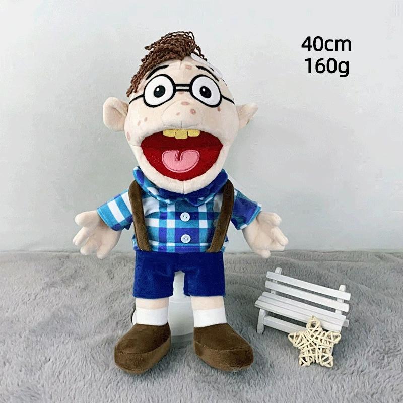 Cartoon Plush Hand Puppet - Funny Open-Mouth Boy Parent-Child Interactive Jeff Puppet Creative Stuffed Toy