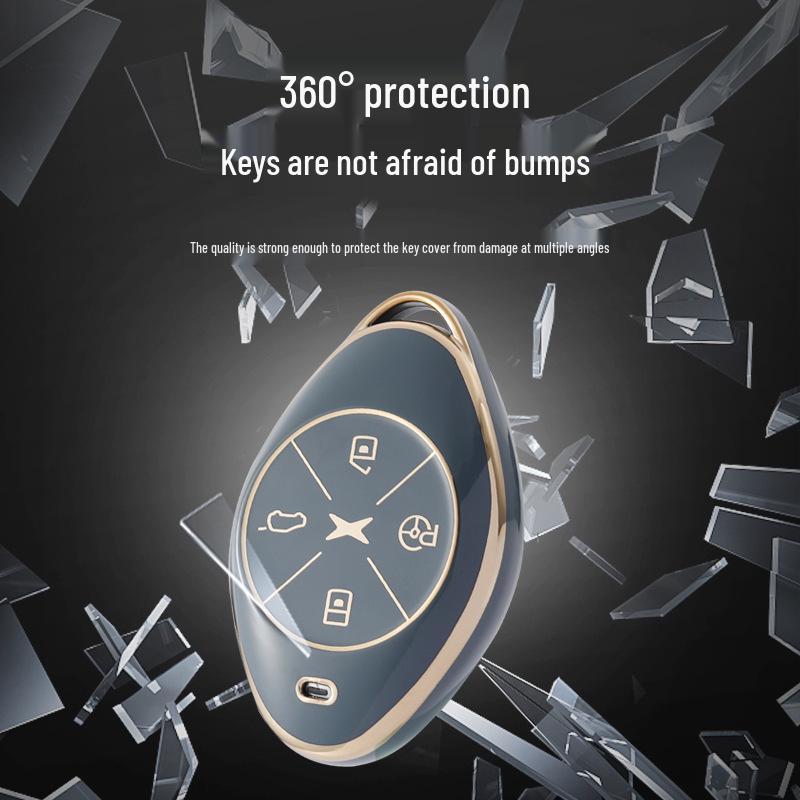 Gold-Edged Key Shell for Xiaopeng P7 2021 & G3 2020 - Fashionable Unisex Car Key Cover