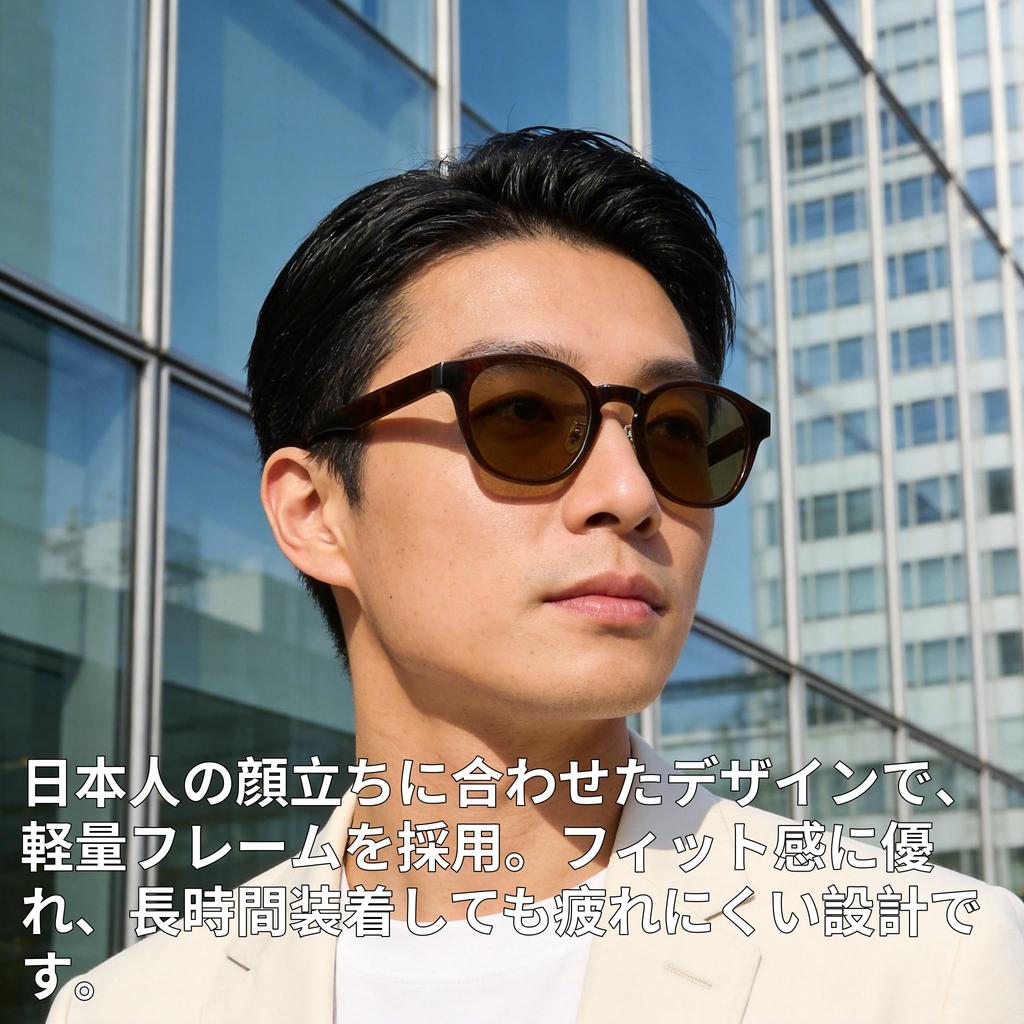 Polarized Sunglasses Stylish and Perfect for Everyday Use TAC UV400 TR90 Frame Fits Japanese Faces Comfortable for Reading at Cafes [PUKCLAR] Men's -