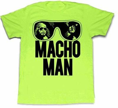 Adult WWE World Wrestling Entertainment Macho Man Glasses Lime Green Cosplay Tee