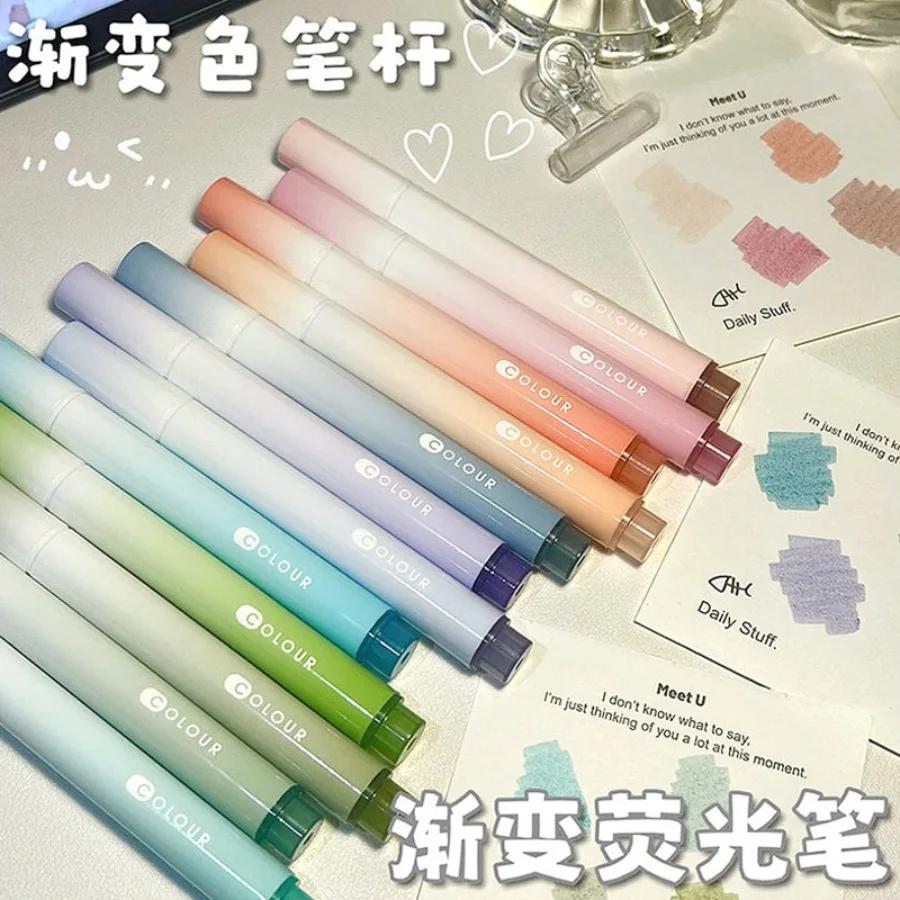 4Pcs Gradual Change Color Highlighter High Value Color Handbook Pen Student Marker Pen Office Supplies