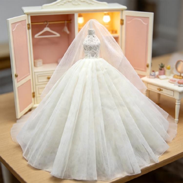 Robe de Mariée pour Poupée Jouet 1/6, Robe de Bal Formelle pour Poupée Robe du Soir avec Voile pour Collection Poupée à Articulations Sphériques Présentation et Stylisme