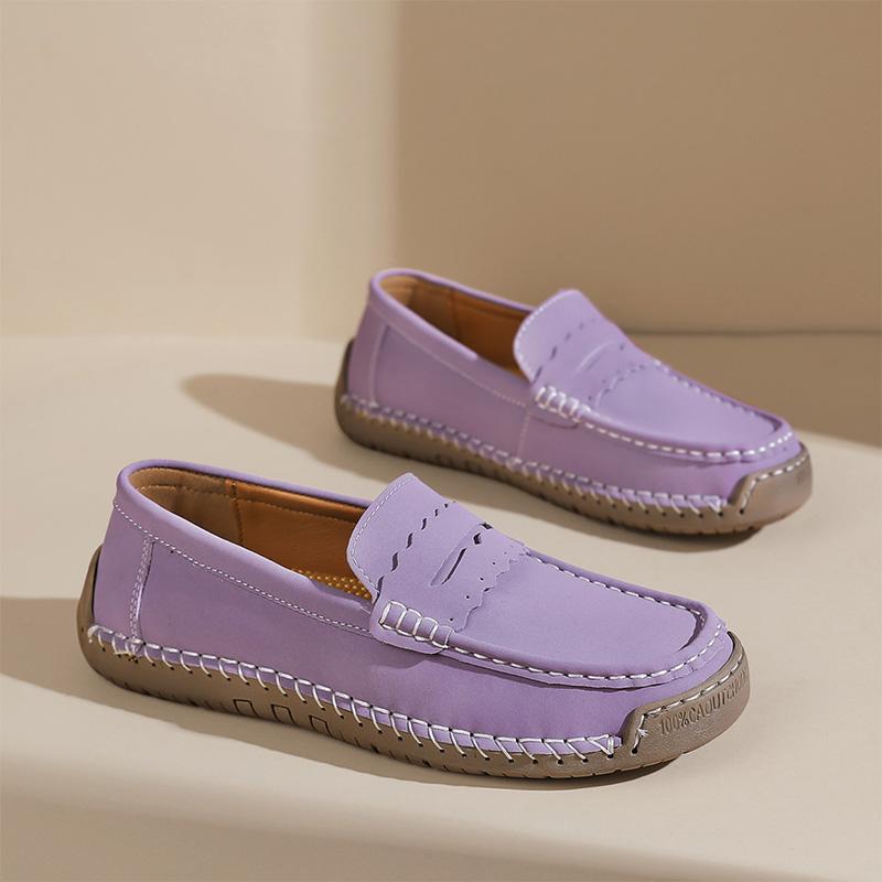 Hand-stitched Women Casual Shoes Loafers Slip On Driving Shoes Moccasins Women Flats Shoes