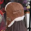 Einfarbige Ohrschützende Mütze Winddicht Damen Plüschmütze Retro Winter Fliegermütze Radfahren