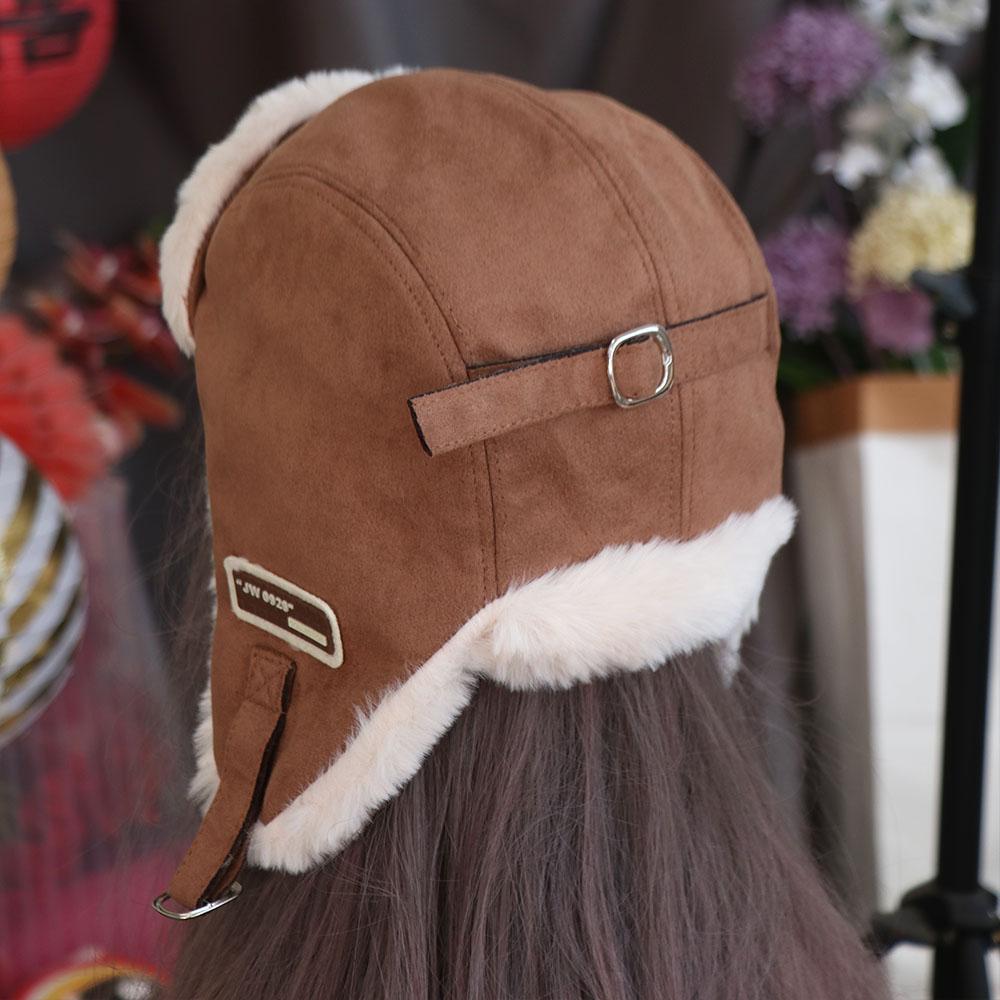 Einfarbige Ohrschützende Mütze Winddicht Damen Plüschmütze Retro Winter Fliegermütze Radfahren