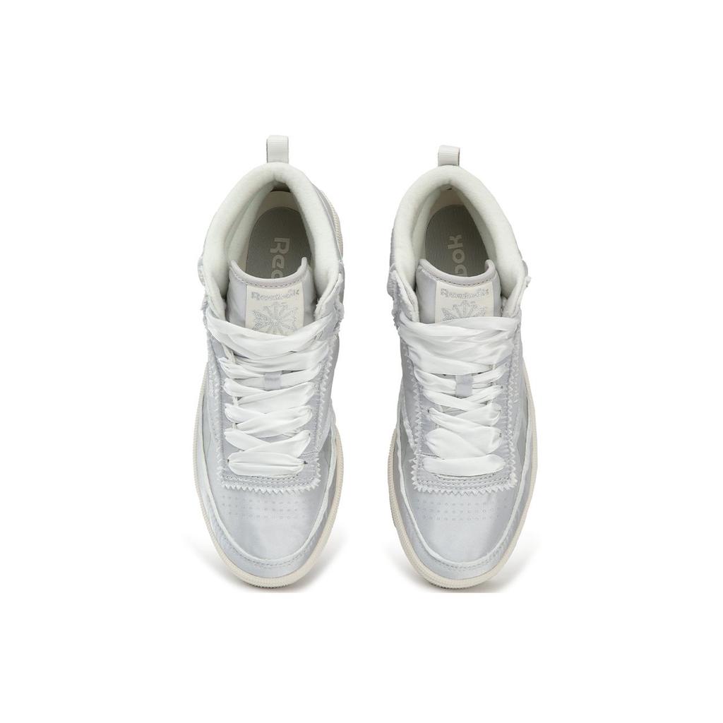 Reebok Club C 85 W+ Mid Classic Trend Comfortable Versatile Liquid Silver High-Top Sneakers Unisex Sneakers Silver-Gray 24FRC909U4GG8