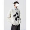 Trendy Brand Men's Cartoon Cat Knit Sweater - Autumn/Winter Round Neck, Lazy Style, Loose Fit for Couples
