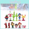 12 Adorable Grinch Figurines Christmas Themed Green Furry Characters Collectible Decor
