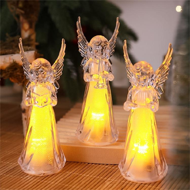 4Pcs Acrylic Illuminateds Angel Figurines Color Changing Nightlight For Holiday Centerpieces Design