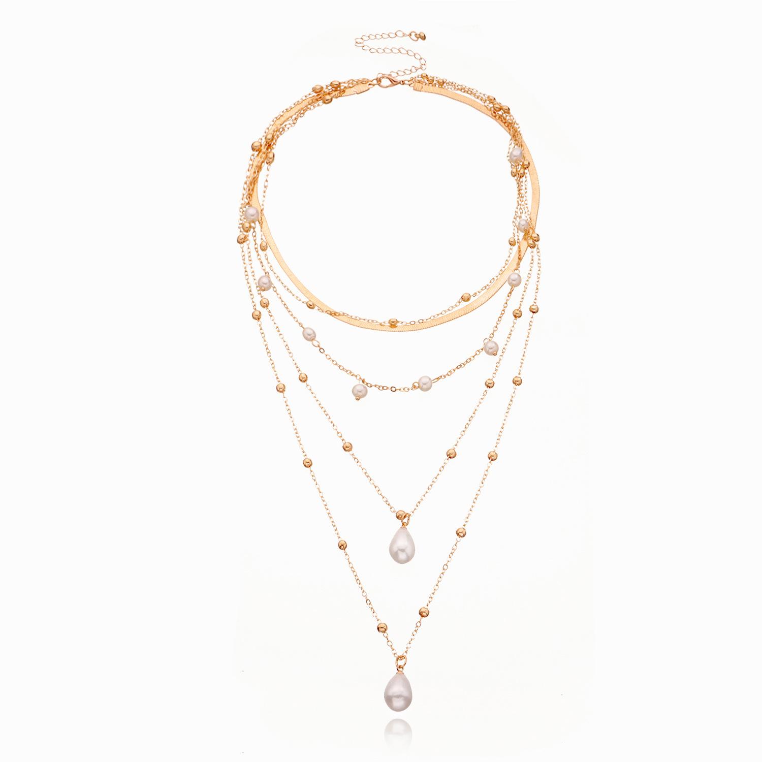 

Accessories, pearl pendants, multi-layer round bead necklaces, fashionable new retro handmade necklaces золотой