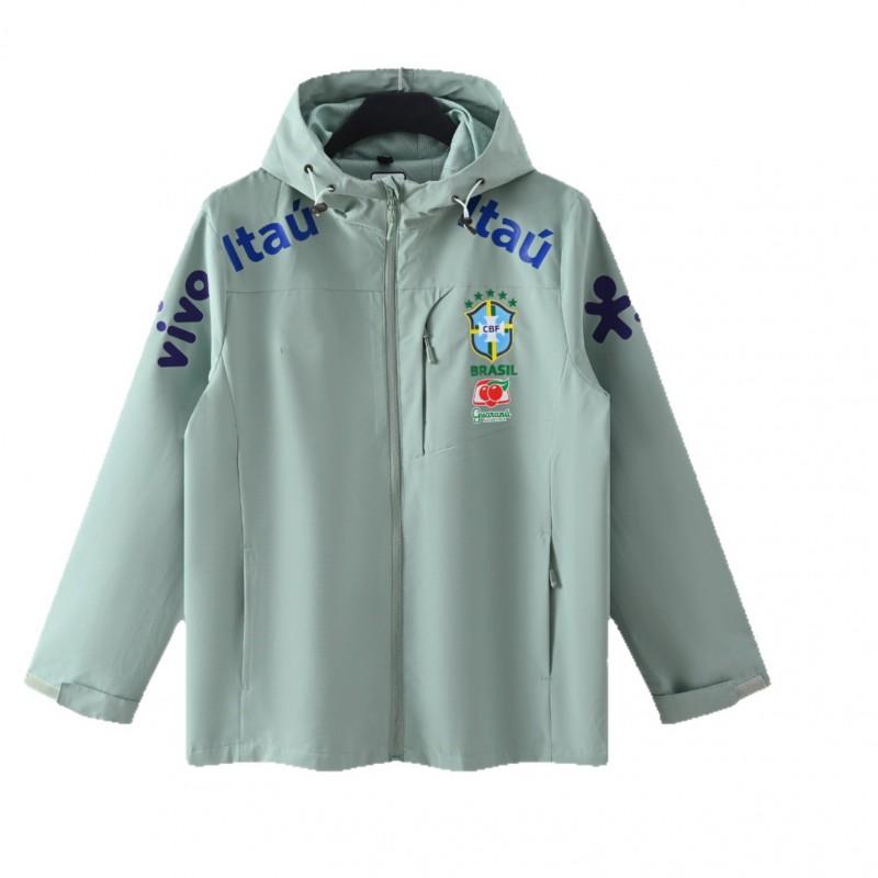 Brazil National Team Football Jacket Men Women Thin Windproof Waterproof Training Top