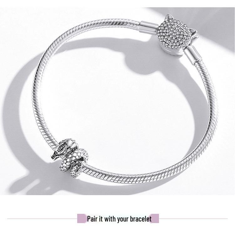 925 Sterling Silver Retro Dragon DIY Loose Beads - Chinese Style Textured Jewelry Accessories