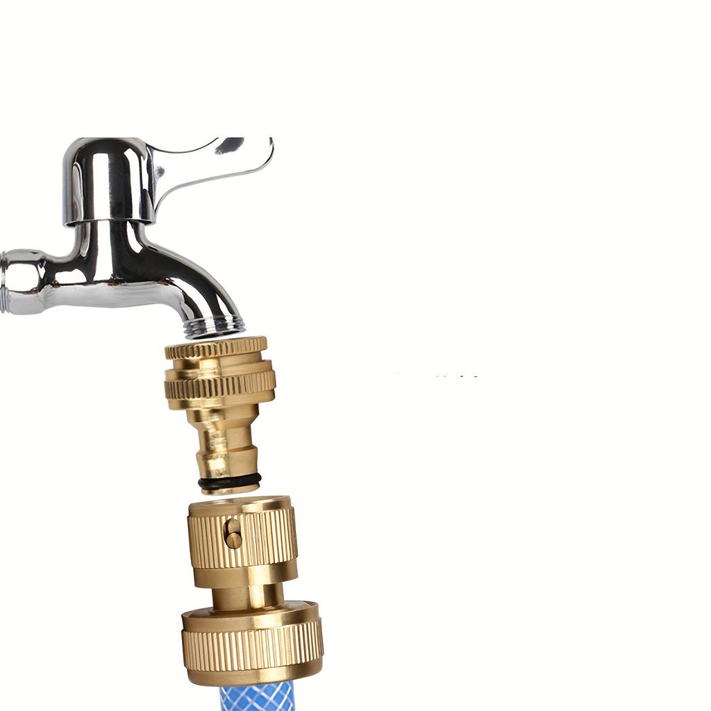 3/4" Brass Hose Quick Connect Set - Universal Garden Connectors Kit with 2 Quick Connectors & 1 Hose Repair Connectors Fitting