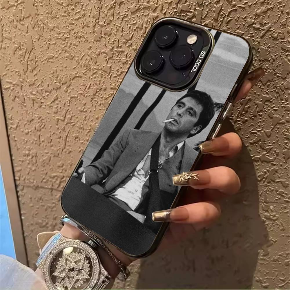 

S-Scarface-Fashion Hot For iPhone 17 16 15 14 13 12 11 Pro Max XS 17 Air Silicone Colored Silver Bumper Cover iPhone17Pro