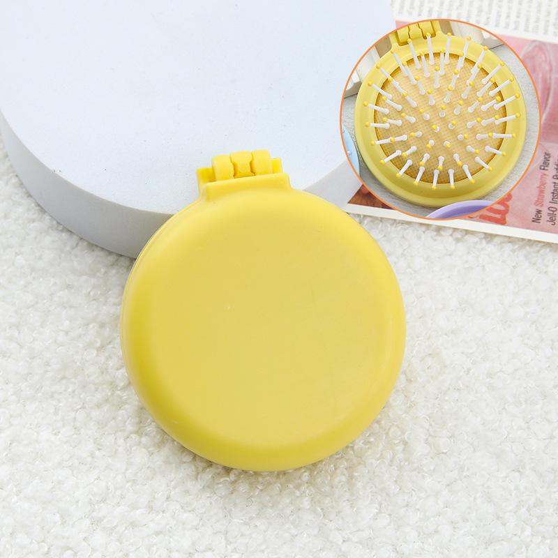 Candy Color Folding Travel Hair Comb with Mirror - For Children and Students