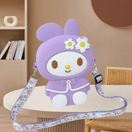 Kuromi & My Melody Cute Silicone Crossbody Bag - Fashionable Children's Coin Purse & Women's Storage Bag