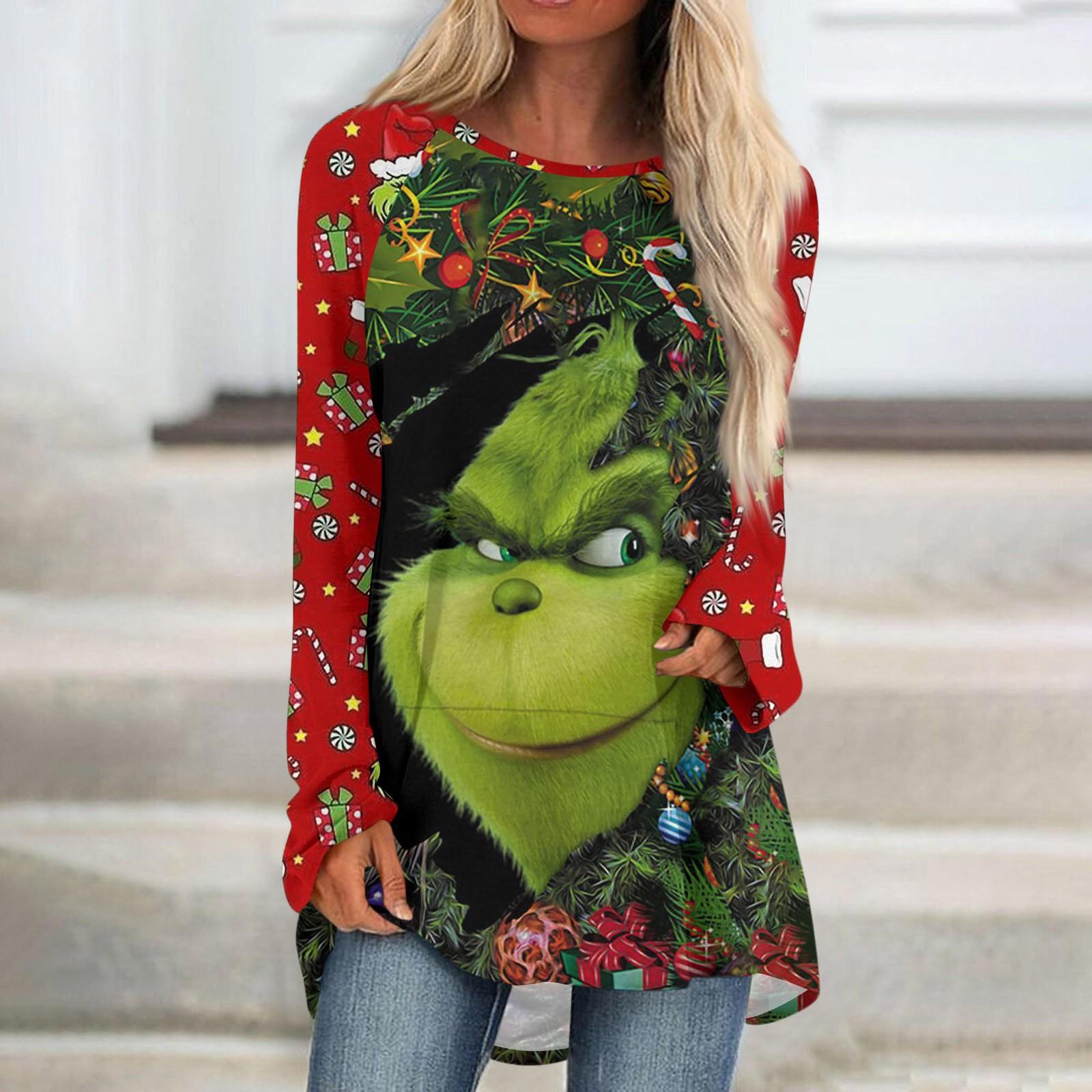 

Женская модная повседневная футболка с принтом на плечах, длинным рукавом, круглым вырезом, средней длины XXL чёрный